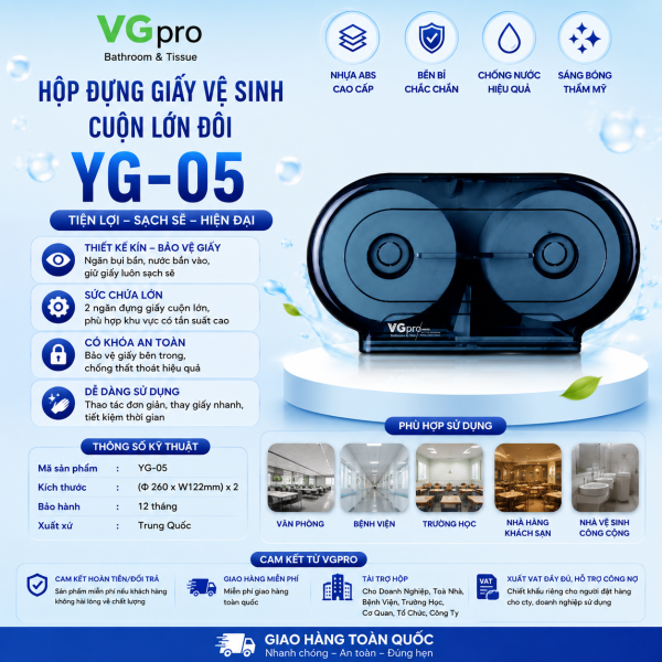 Hộp đựng giấy vệ sinh cuộn lớn đôi YG-05