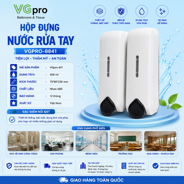 Hộp đựng nước rửa tay YG 811 hay tên gọi khác như hộp đựng xà bông, hộp đựng dầu gội… Đây là một trong rất nhiều mã hộp đựng dung dịch làm sạch thông dụng, được thị trường tin dùng. Sản phẩm có thiết kế dạng thanh đứng, kiểu dáng vuông vức chắc chắn. Kết hợp hai mầu tương phản trắng đen làm nổi bật nút nhấn. Thiết kế tổng quát Bình đựng nước rửa tay YG 811 Nắp trên sản phẩm có khóa hộp rất đảm bảo chắc chắn. Thiết kế nắp thân riêng hộp đựng bên trong riêng biệt.