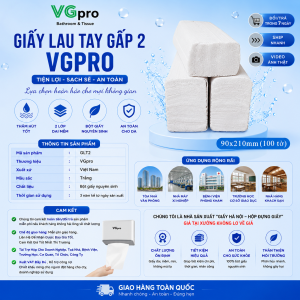 Giấy lau tay gấp 2 VGpro hai lớp được sản xuất với hoa văn tinh tế, trang nhã. Giấy có độ bền cơ học tốt, thấm hút nước rất phù hợp văn phòng. Đôi nét giấy lau tay gấp 2 hai lớp VGpro Được sản xuất đáp ứng nhu cầu sử dụng giấy lau tay của người sử dụng. Loại sản phẩm giấy gấp 2 là một trong những mặt hàng phổ thông đáp ứng cho nhu cầu tiêu dùng. Giấy gấp 2 VGro có kích thước tiêu chuẩn phù hợp với nhiều mẫu hộp đựng giấy. Kích thước 21×20 cm; Đóng gói 100 tờ/ túi; Giấy được xếp gấp 2; Giấy lau tay gấp 2 có 2 lớp giấy tăng khả năng thấm hút nước; Quy cách đóng gói : 70 gói/ bịch hoặc 50 gói / bịch Vân hoa nhã nhạn.