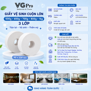 Chúng tôi là đơn vị sản xuất GIẤY VỆ SINH HÀ NỘI VGpro nên giá thành luôn tốt nhất, cam kết giá rẻ nhất thị trường. Chất lượng luôn đi đầu – SỰ HÀI LÒNG CỦA KH LÀ NIỀM VINH DỰ ĐỐI VỚI CHÚNG TÔI ƯU ĐIỂM KHI SỬ DỤNG GIẤY VỆ SINH CÔNG NGHIỆP Không sử dụng hóa chất tẩy trắng. Tiết kiệm chi phí nhân công, mang lợi ích cao cho doanh nghiệp Nguyên liệu bột giấy cao cấp, không OBA, an toàn cho sức khỏe và môi trường sống. Khả năng thấm hút tốt. Giấy có độ dai với 2 lớp cùng bề mặt giấy mịn. Sử dụng tiện lợi, đa năng. Giấy vệ sinh cuộn lớn nhiều giấy hơn hẳn so với cuộn nhỏ. Giá thành tốt cho sản phẩm giấy vệ sinh cao cấp.