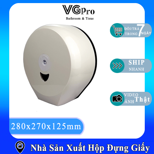 Hộp đựng giấy vệ sinh cuộn lớn VGpro-35 trắng