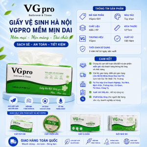 Khăn Giấy Lụa Hà Nội Mềm – Mịn Dai VGpro – Tên sản phẩm: Giấy ăn rút lụa Hà Nội VGpro 300 tờ 4lớp – Nguyên liệu: 100% từ bột giấy nguyên chất Nhập khẩu Indonesia – Màu sắc: Trắng tự nhiên, không tẩy trắng – Định lượng : 13 ± 1 gsm – Kích thước tờ : 200mm x 185mm – Kích thước gói : 20 x 9.5 x 9.3 cm – Trọng lượng : 0.22 kg – Đóng gói : 300 tờ x 4 lớp – Hạn sử dụng: 5 năm kể từ ngày sản xuất – Xuất xứ: Việt nam